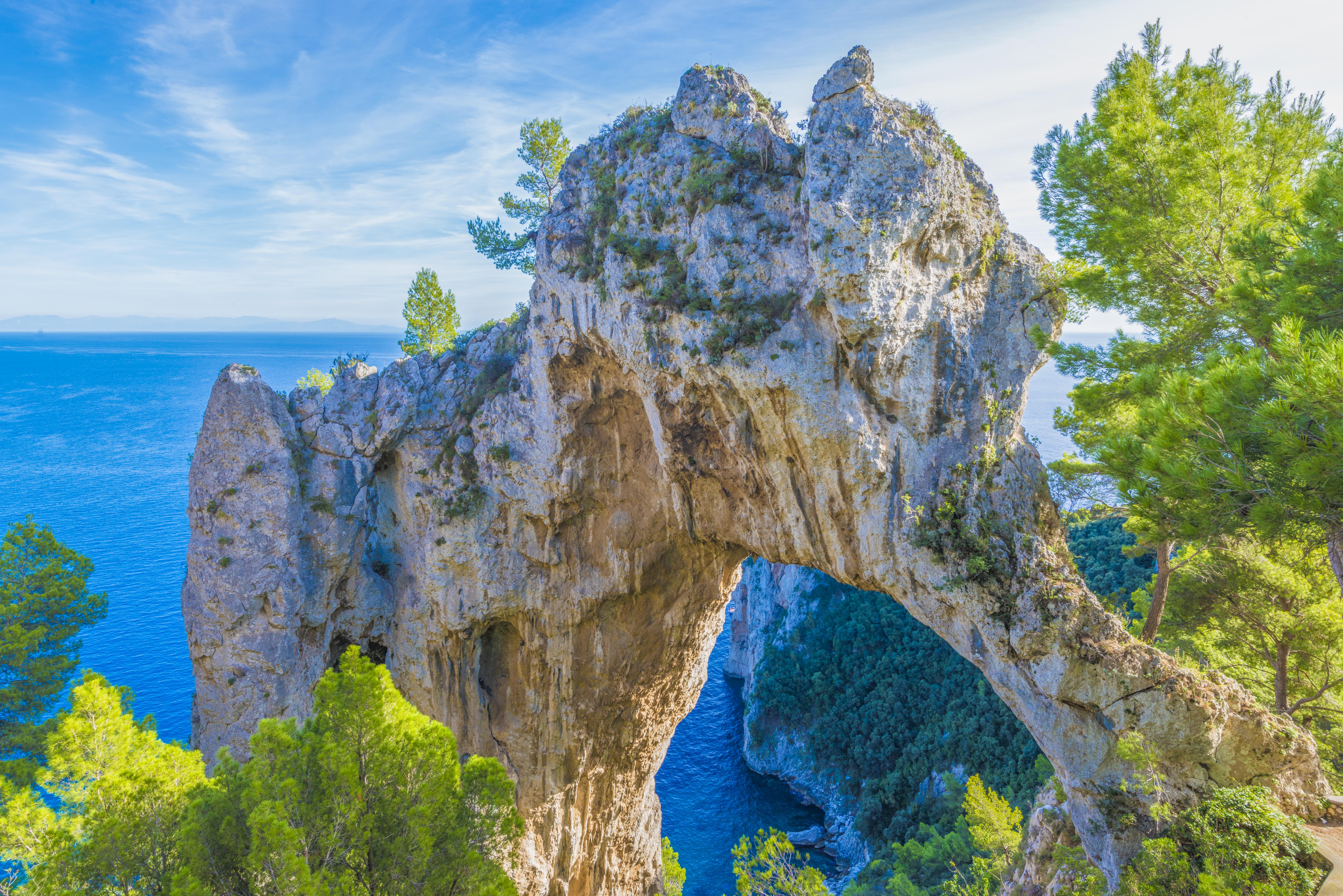 quadriple natural arch on cliffs above Capri and Tyrrhenian Sea Photographed by Tom Till