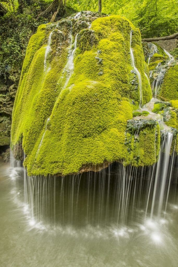 Bigar Waterfall, Unique mossy waterfall in Cheile Nerei-Beusnita National Park, Romania, Caros Severin Region