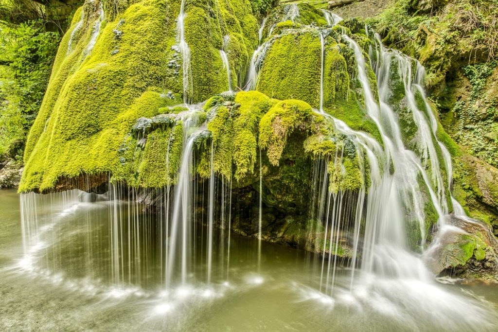 Bigar Waterfall, Unique mossy waterfall in Cheile Nerei-Beusnita National Park, Romania, Caros Severin Region